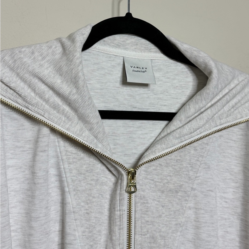Varley Halley Zip-Through Sweat in Ivory Marl - Picture 7 of 10